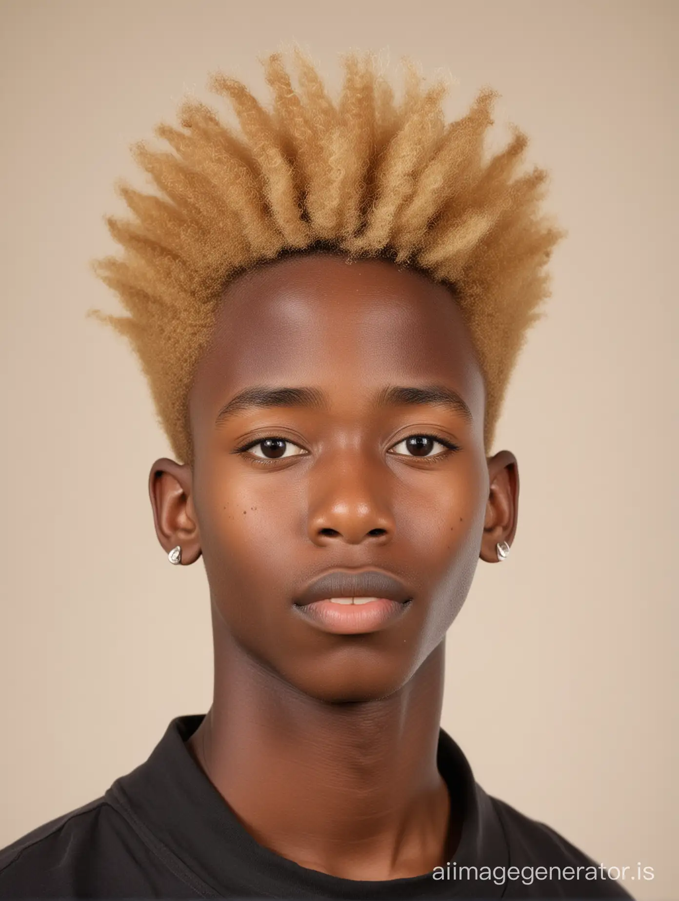 Handsome Ugandan Teenage Boy Portrait with Blonde Afro Hair | AI Image ...