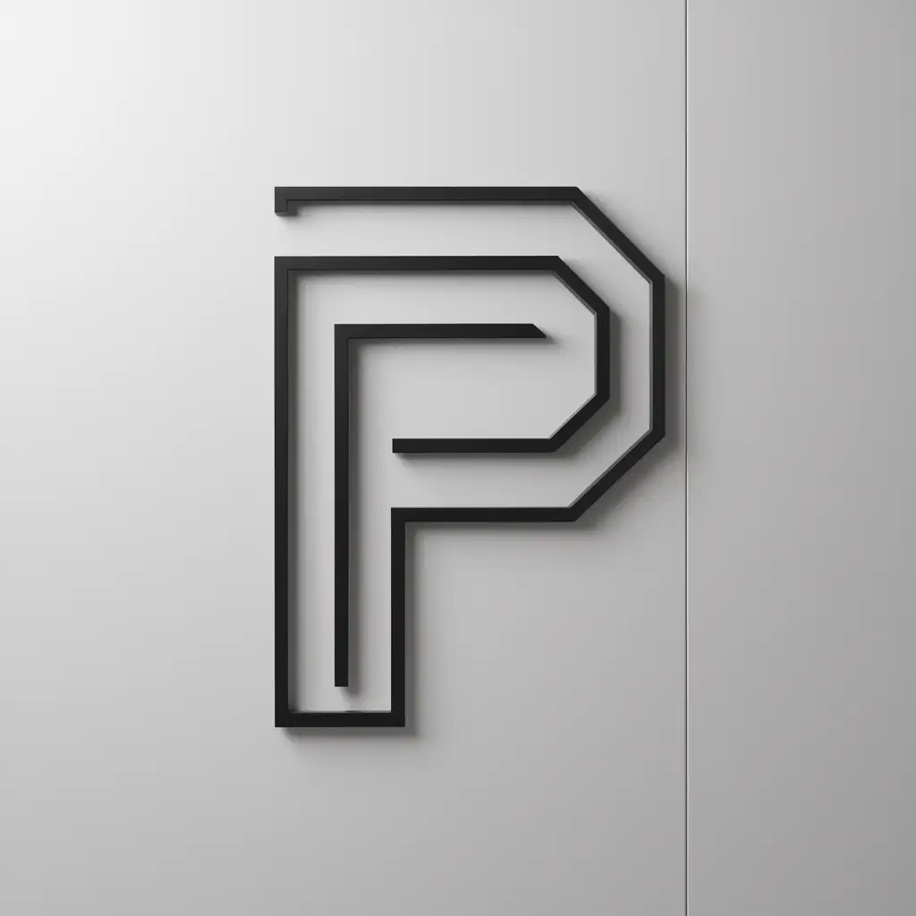 Create a stylized, modern letter 'P' design against a clean white background. The letter should embody contemporary aesthetics with a sleek and minimalistic feel.