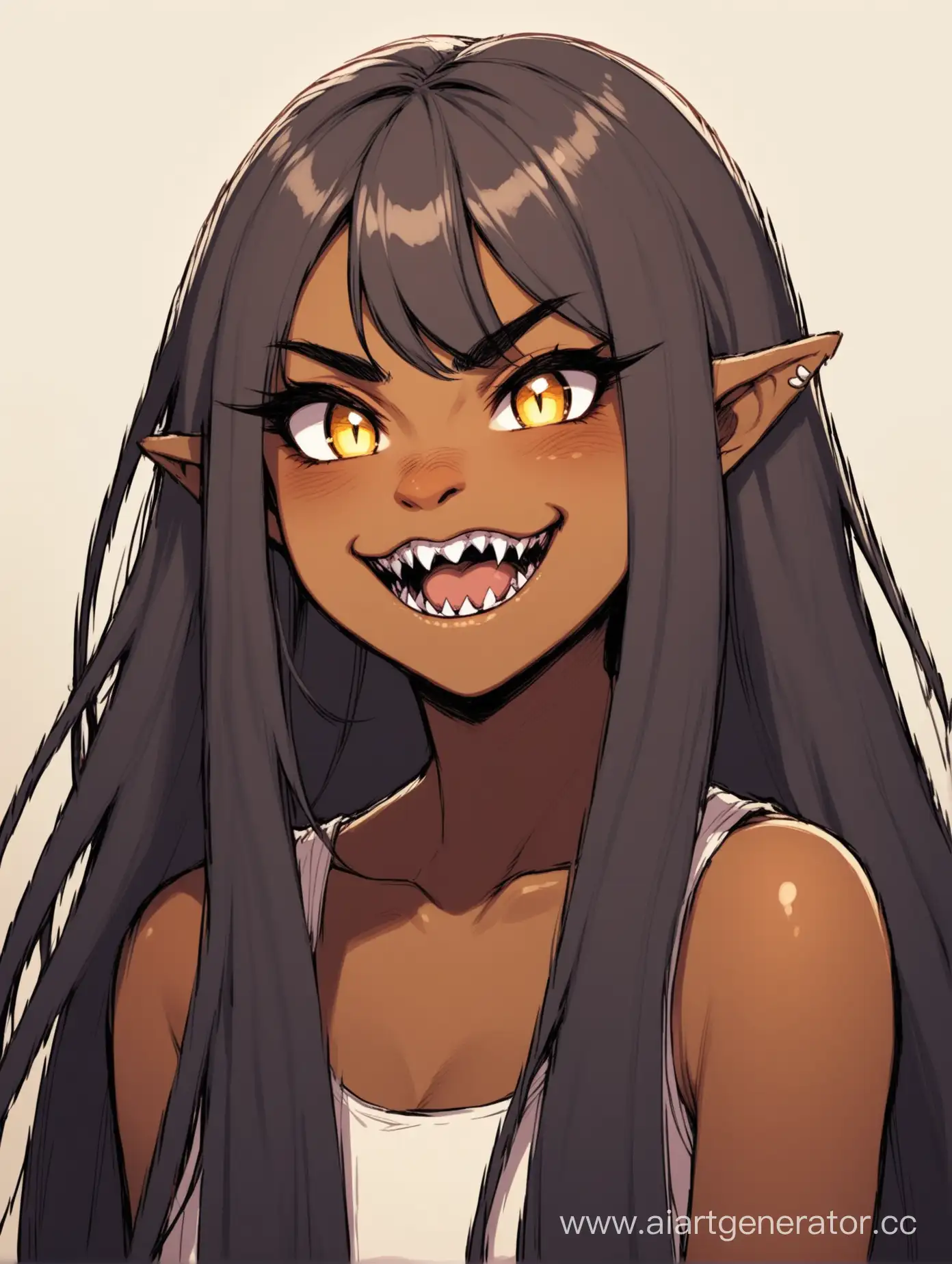 Dark-Skinned-Girl-Troll-with-Long-Hair-and-Small-Fangs