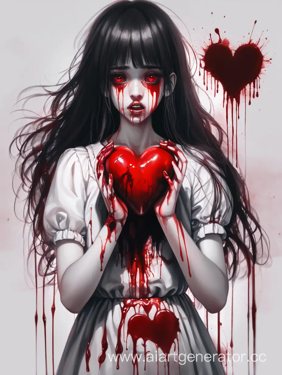 Girl-Holding-Bloody-Heart-in-Hands-Dark-Fantasy-Artwork