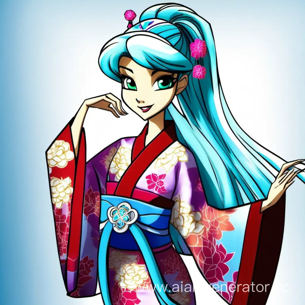 Айси из мультсериала "Винкс" в народном китайском кимоно