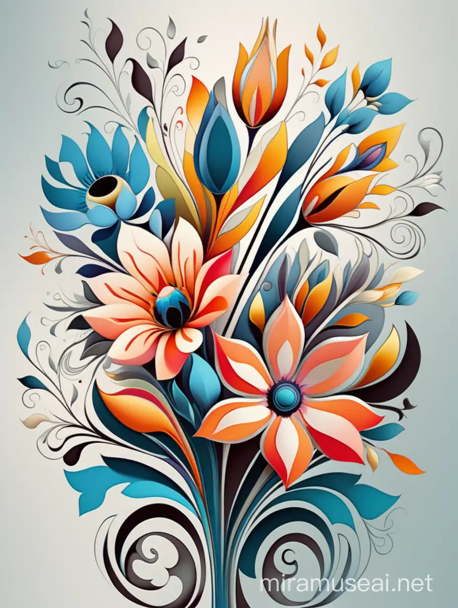 Vibrant Floral Bouquet Stylization Abstraction