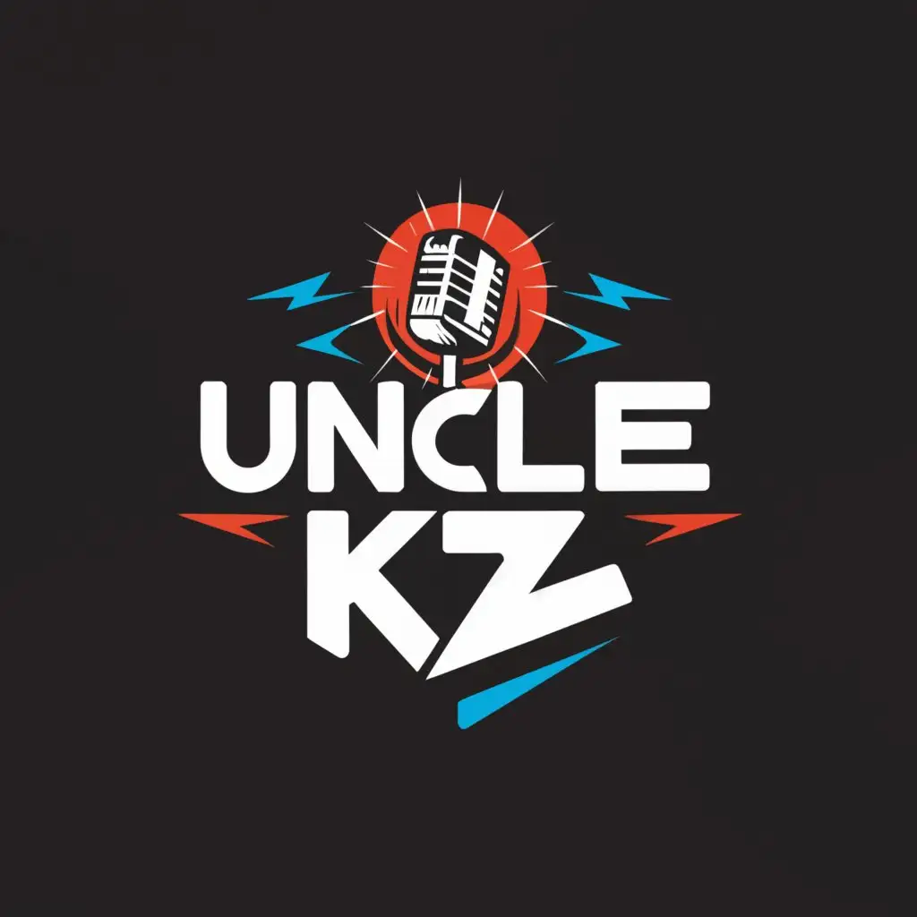 a logo design,with the text "Uncle KZ", main symbol:Silhouettes man and microphone,Moderate,be used in Entertainment industry,clear background