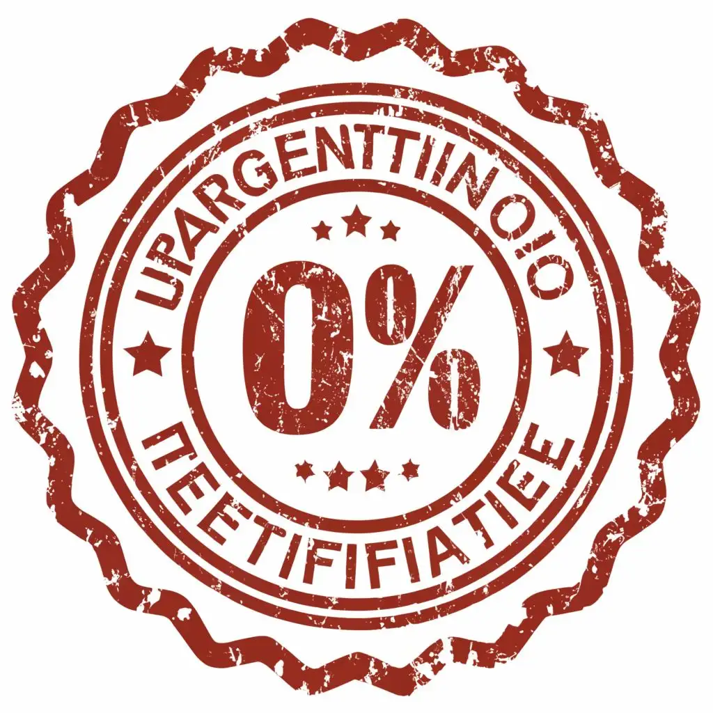 logo, A circular stamp,, with the text "0% Argentino , CERTIFICATE", typography