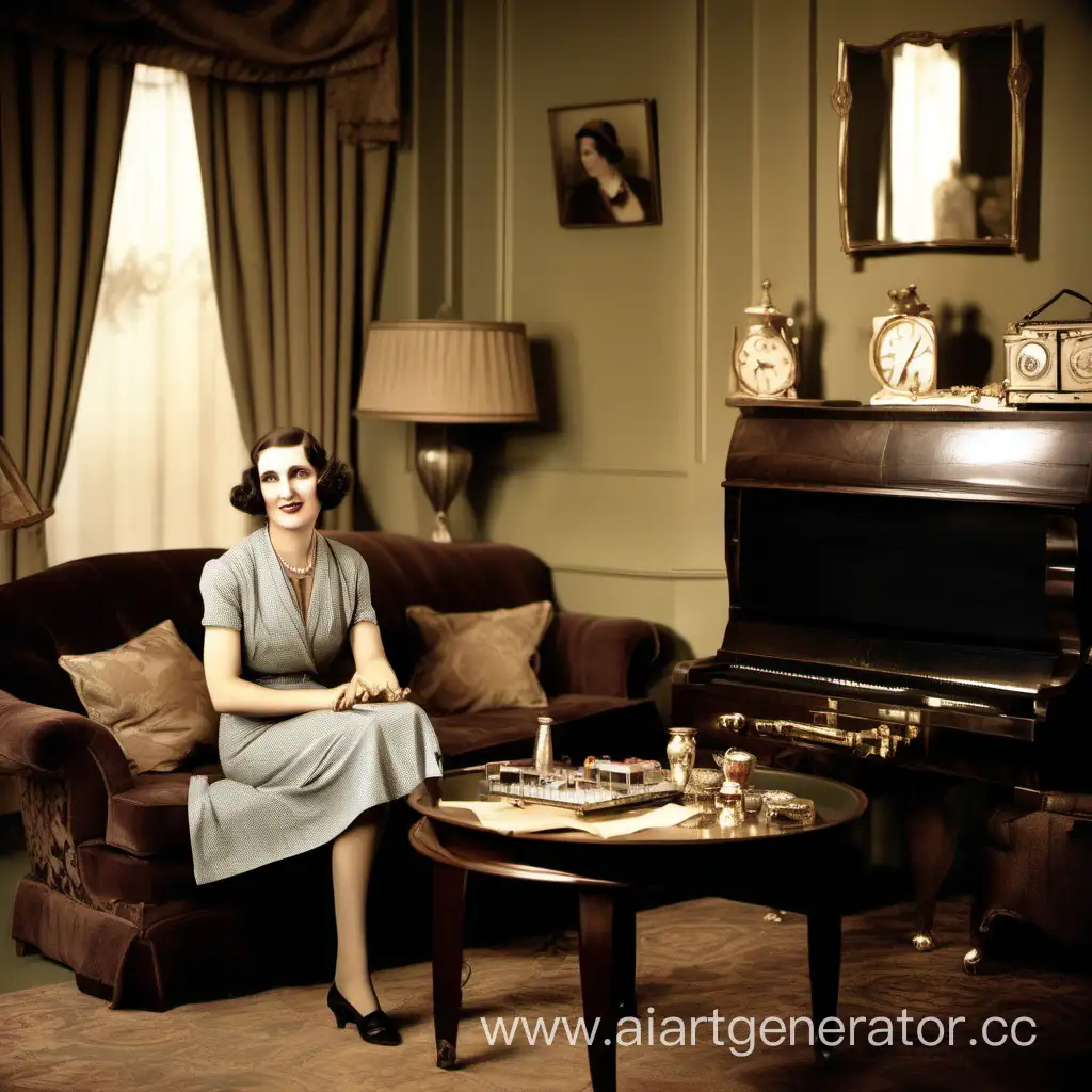 Energetic-1930s-Woman-Enjoying-Musical-Magic-in-Lavishly-Decorated-Living-Room