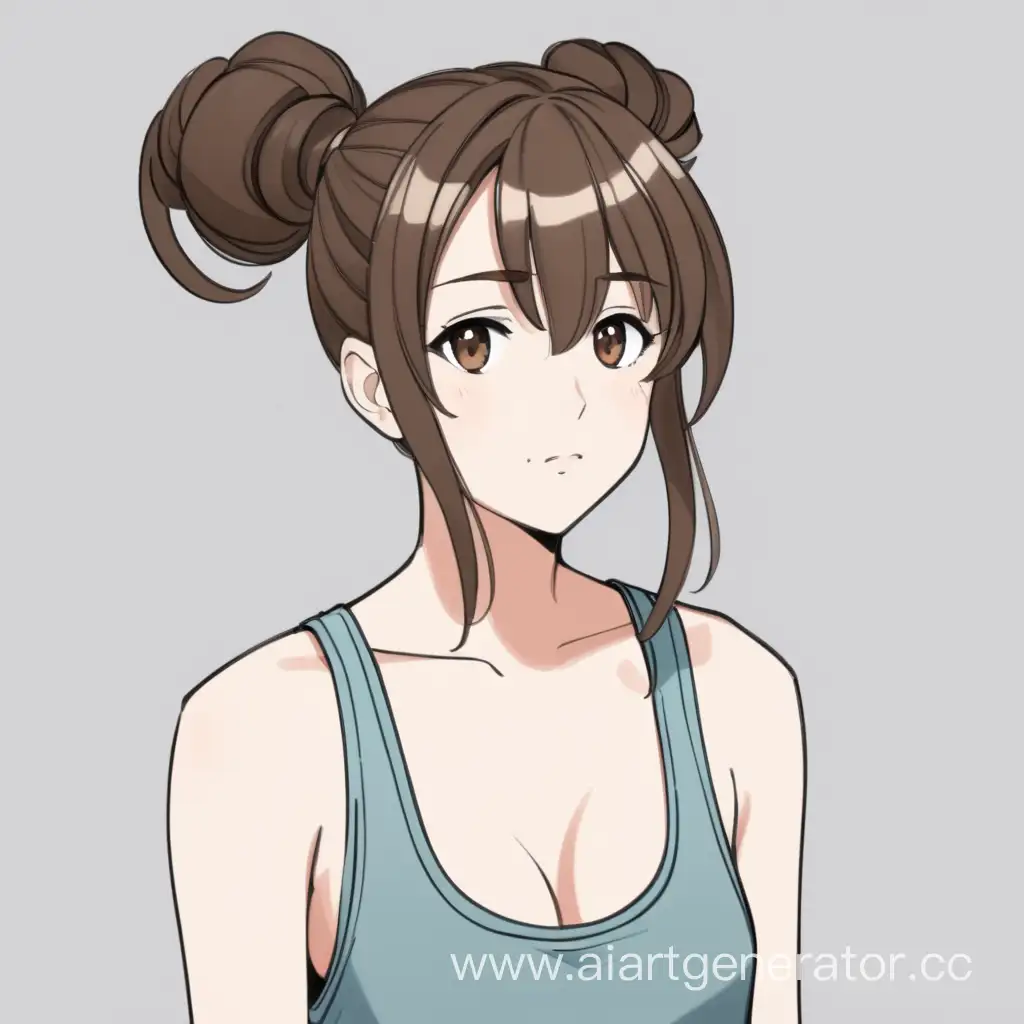 Modern-Anime-Style-Brunette-Girl-in-Tank-Top-and-Shorts