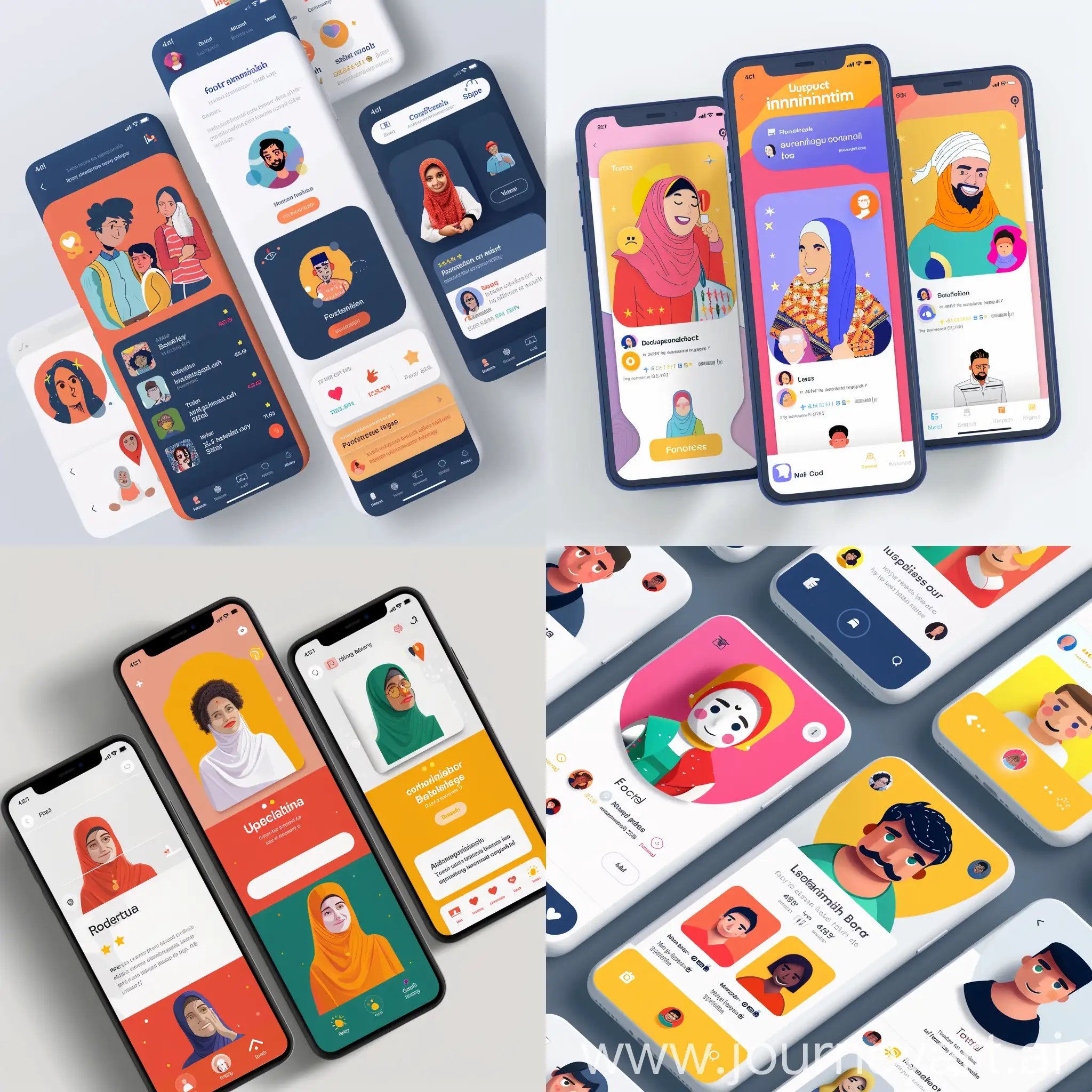 An application to support immigrants abroad connect with people of the same cultural background, user interface, figma,HQ ,4k, colorful, simple