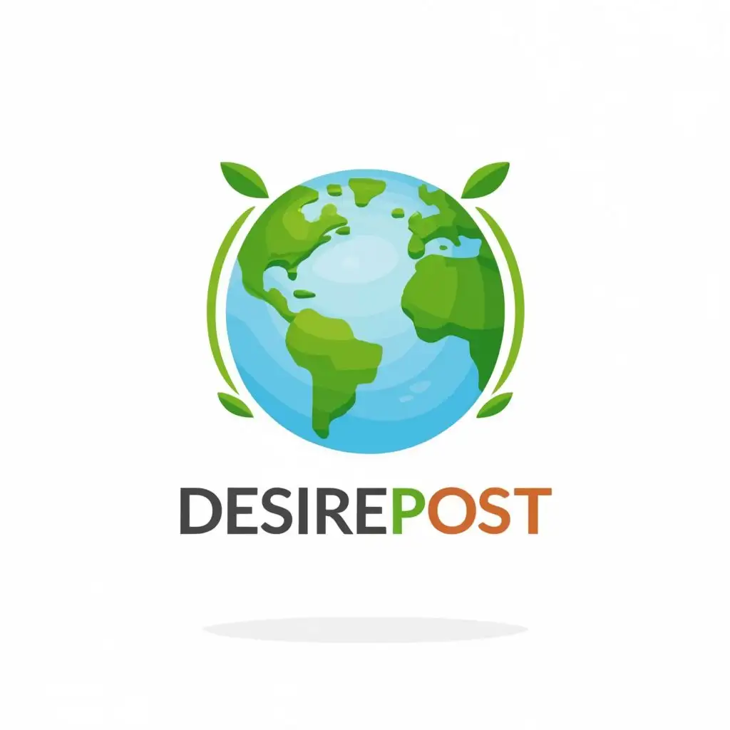 logo, Earth, with the text "Desirepost ", typography, be used in Internet industry