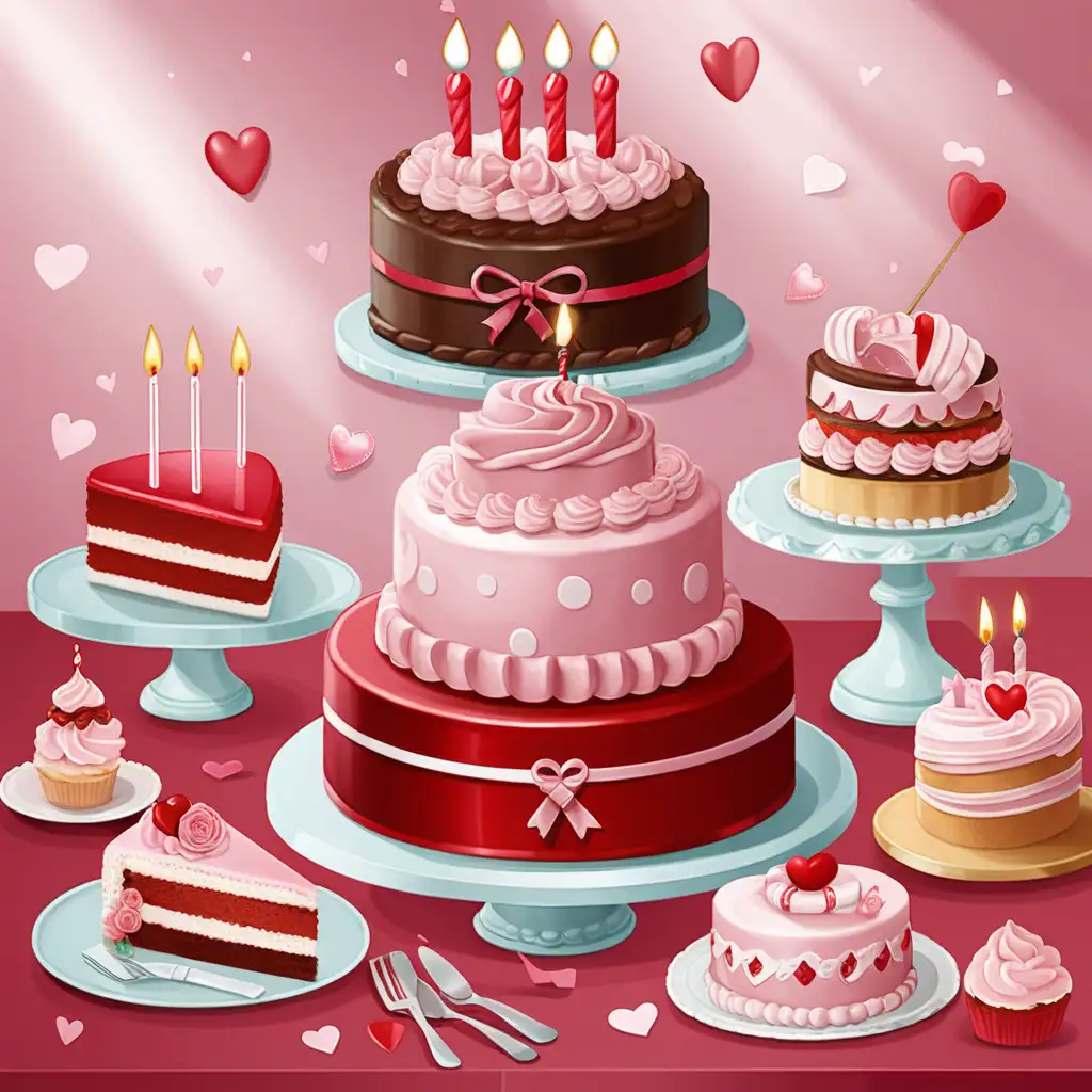 Joyful Valentines Birthday Celebration with Cake Party