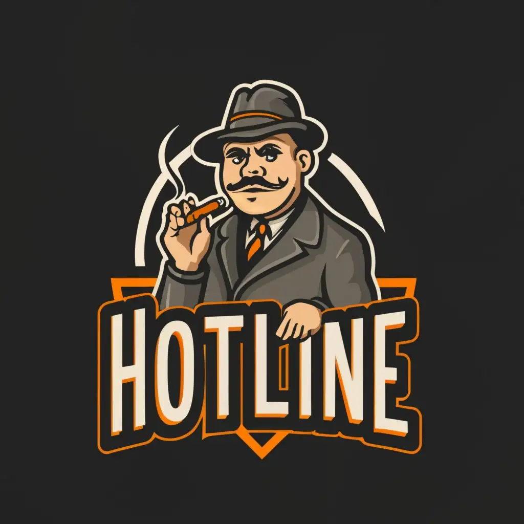 a logo design,with the text "Hotline", main symbol:El Capone, smoke joint,Moderate,be used in Finance industry,clear background