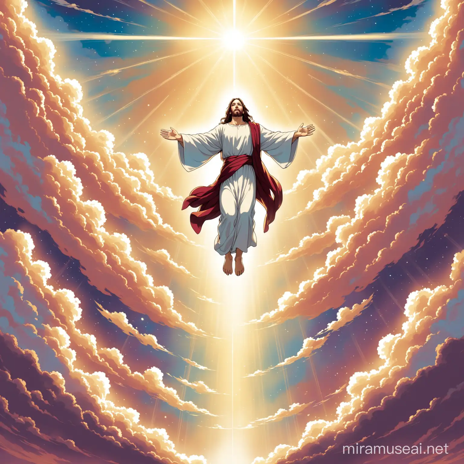 Divine Ascension Jesus Rising into Heaven