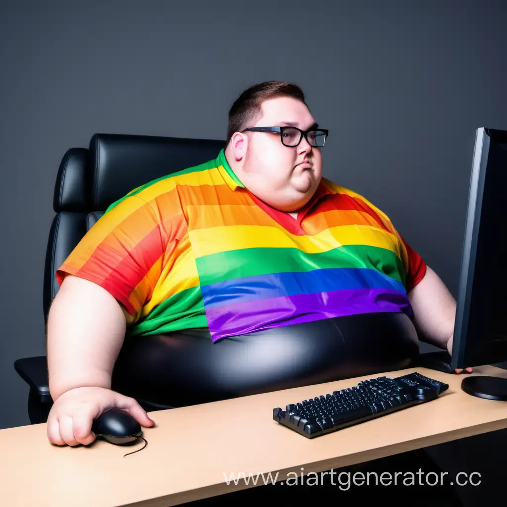 Inclusive-Gaming-Overweight-Gamer-Embracing-Diversity-with-LGBT-Pride-Flag
