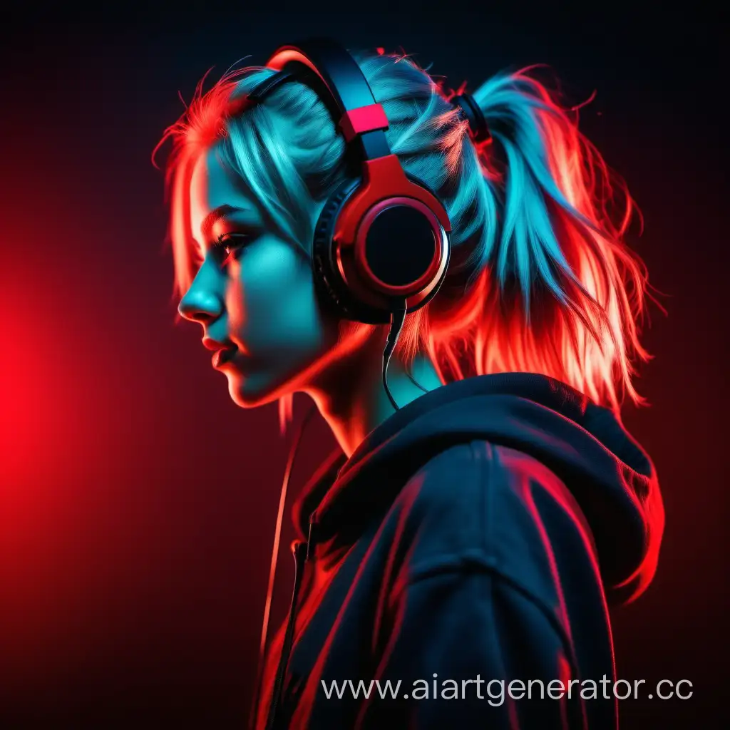 Stylish-Cyberpunk-Teen-Gamer-Girl-in-Red-Tones-with-Headphones