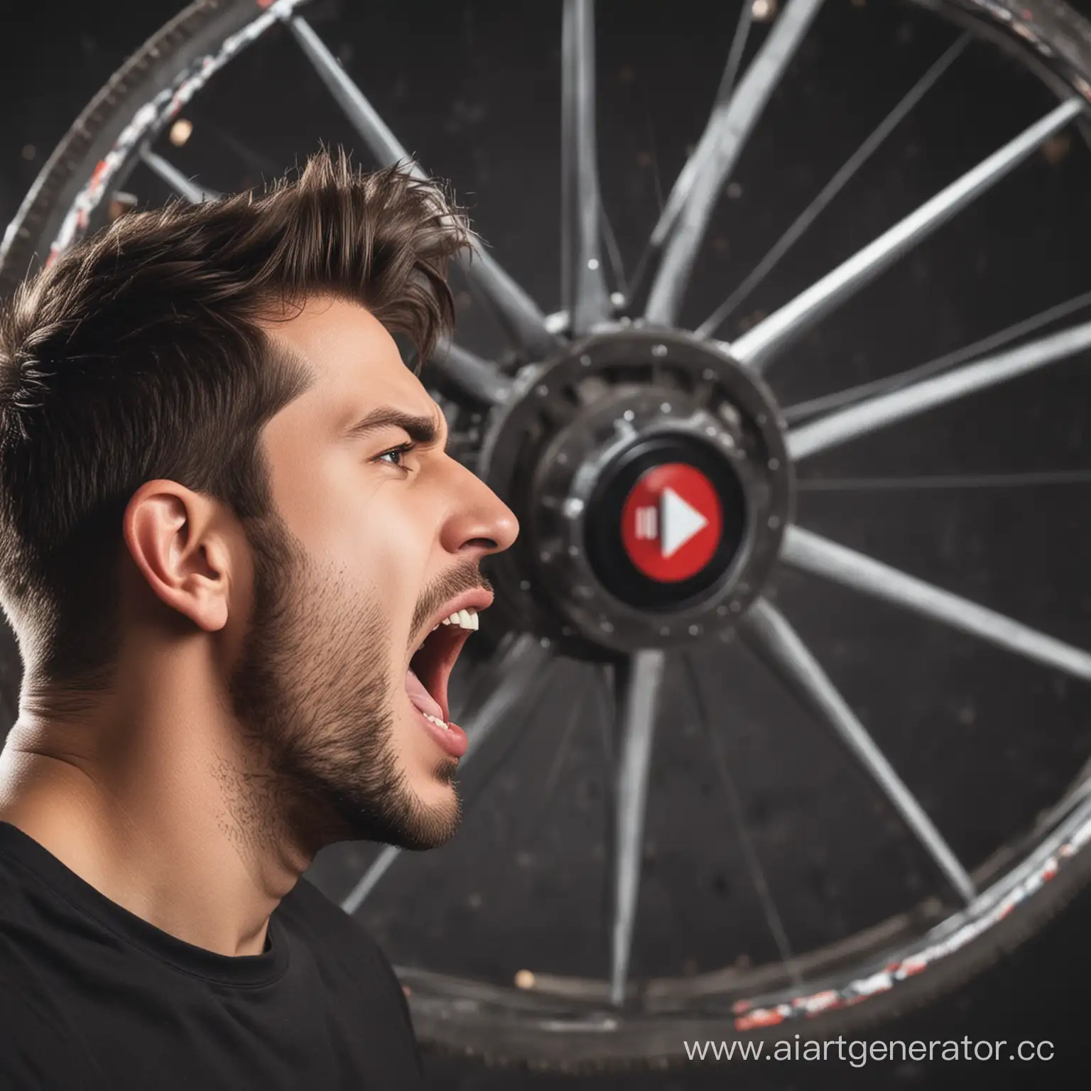 Male-Profile-Shouting-with-Giant-Wheel-Background