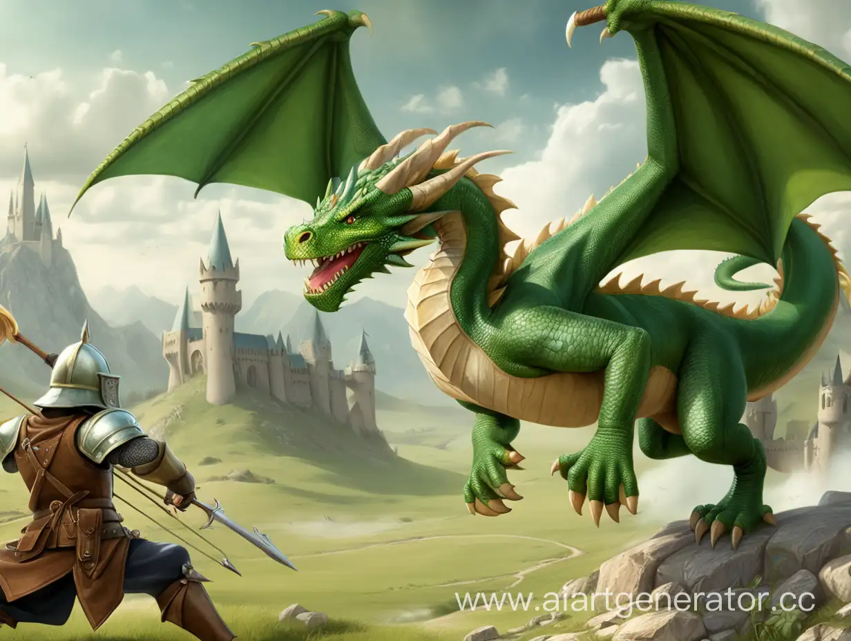 Epic-Battle-of-the-Small-Green-Dragon-in-Feodal-Wizards-Knights-and-Archers-Clash