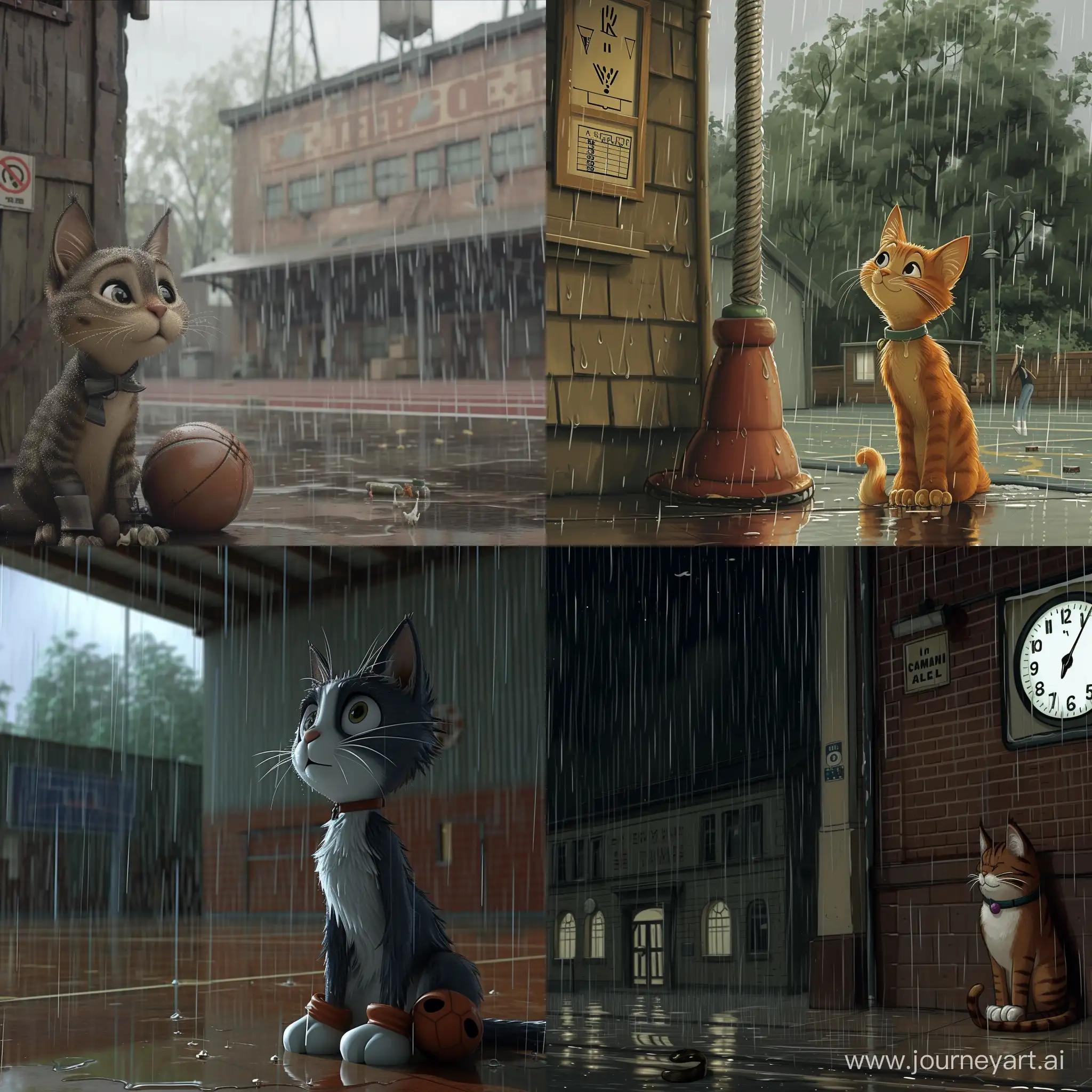 Cartoon-Cat-in-Boots-Braving-the-Rain-Opposite-Sports-Hall