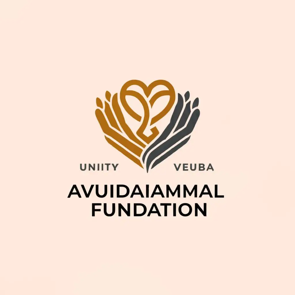 a logo design,with the text "AVUDAIAMMAL VELU FOUNDATION", main symbol:HEART and hands,Minimalistic,be used in Nonprofit industry,clear background