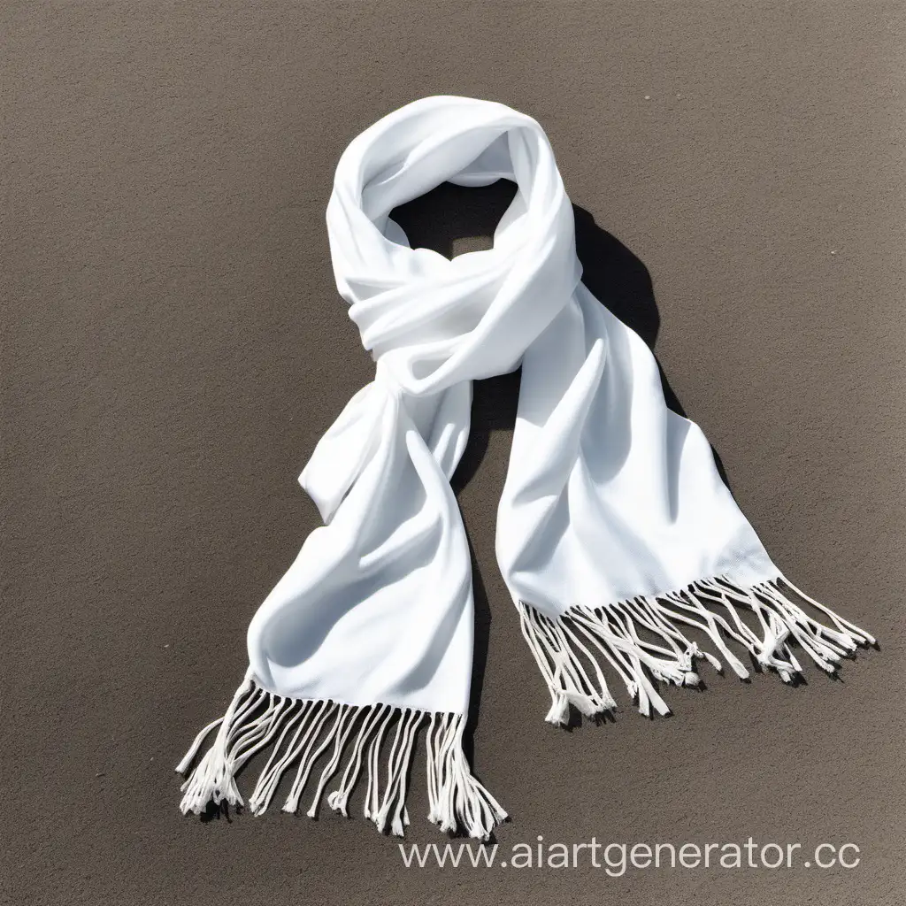 Elegant-White-Scarf-Gracefully-Resting-on-the-Ground