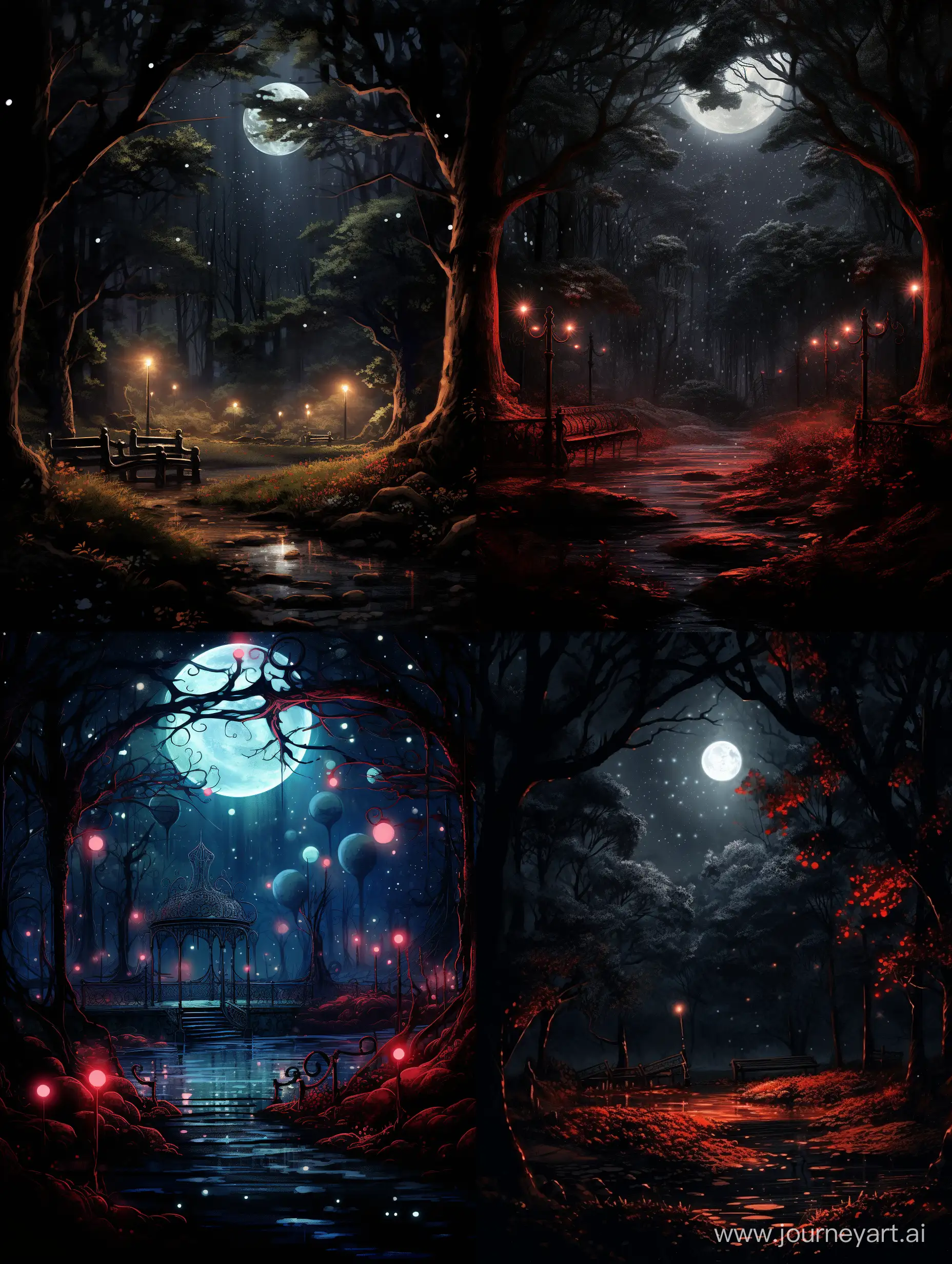 Enchanting-Moonlit-Park-with-Mysterious-RedEyed-Shadows