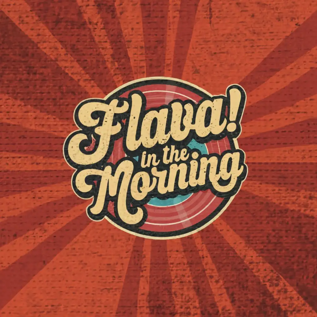 a logo design,with the text "Flava! In The Morning", main symbol:Vinyl record,Moderate,be used in Entertainment industry,clear background