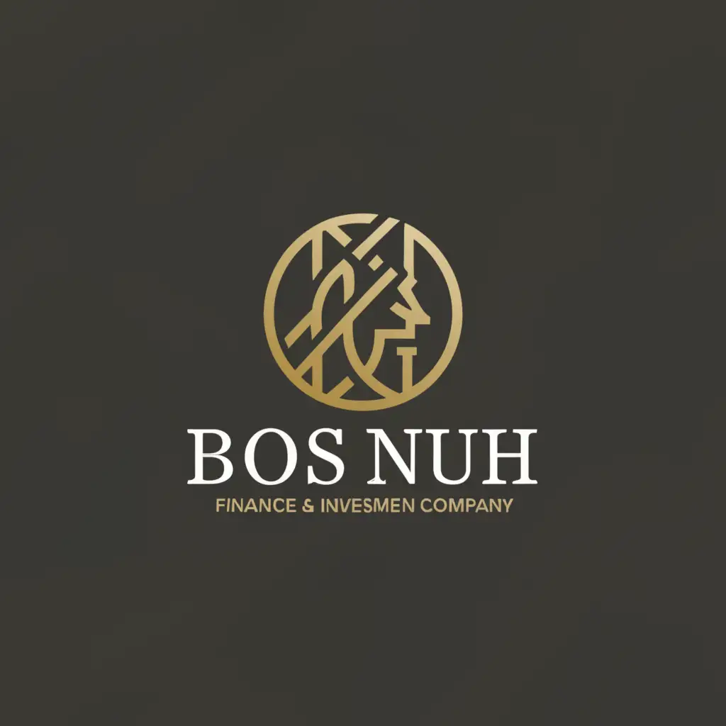 a logo design,with the text "Bos Nuh", main symbol:Name: Boss Noah
Tagline: Smart Investment, Steps Towards Billions
Industry: Finance and Investment
Design Style: Minimalist and Elegant
Colors: Dark Gray, Gold, and White
Design Elements: Rising Graph, Coins, and Monocle
,Moderate,be used in Finance industry,clear background
