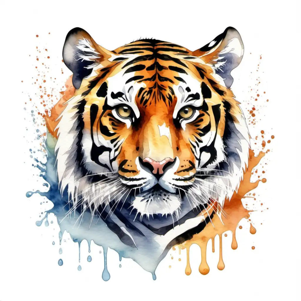 water color tiger - white background 