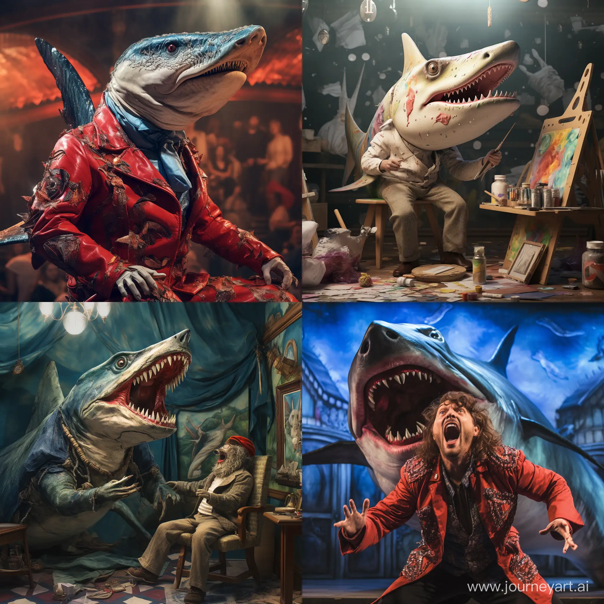 Theatrical-Painted-Shark-in-Captivating-11-Aspect-Ratio