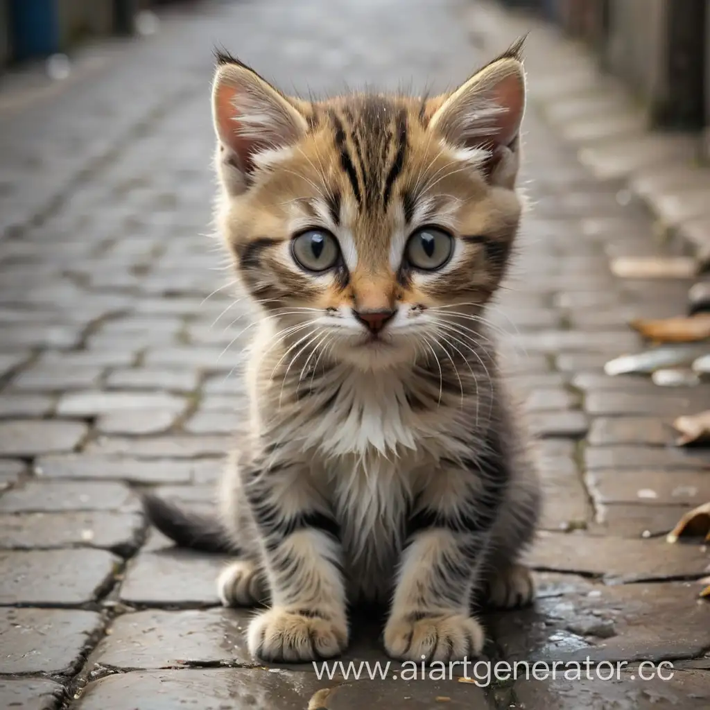 Lonely-Street-Kitten-Heartfelt-Portrait-of-a-Desolate-Feline