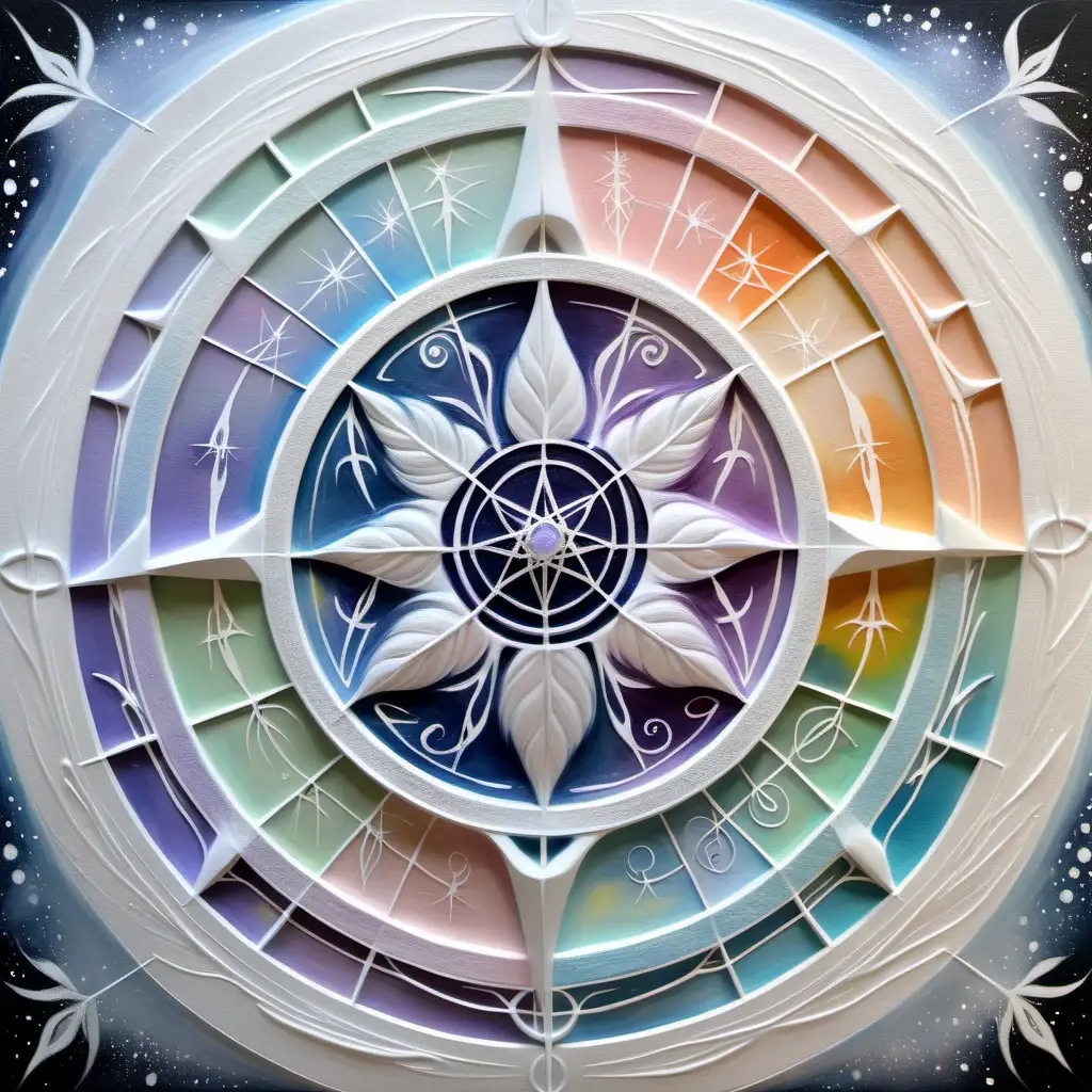 Ethereal Pagan Wheel of the Year Art in Soft Pastel and White Colors
