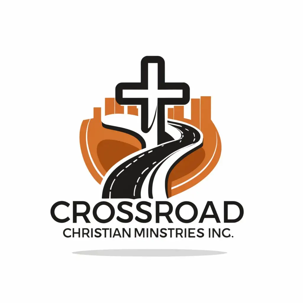 a logo design,with the text "Crossroad Christian Ministries Inc.", main symbol:Cross and Road,Moderate,be used in Religious industry,clear background