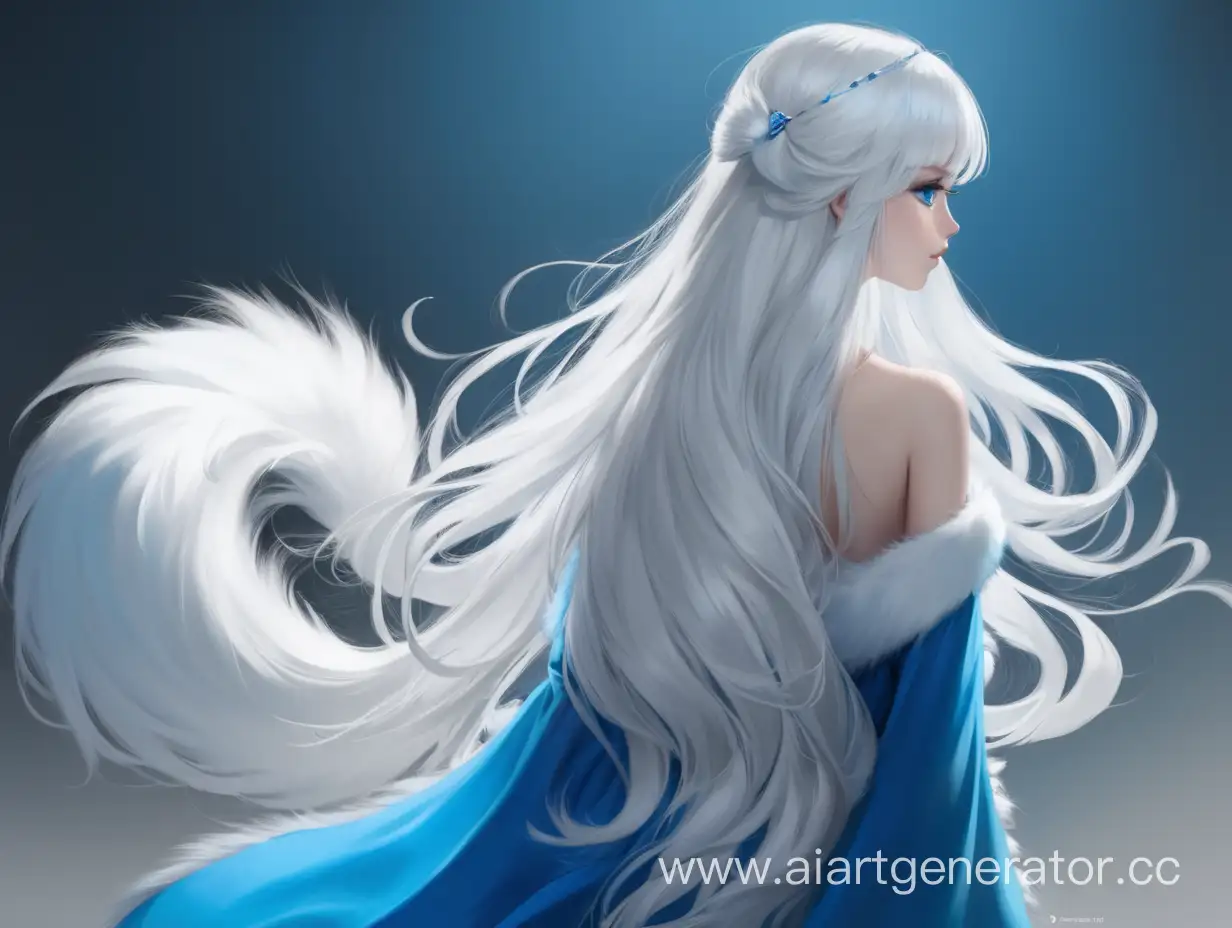 Enchanting-Fox-Girl-in-Elegant-Blue-Dress-Captivating-Back-View