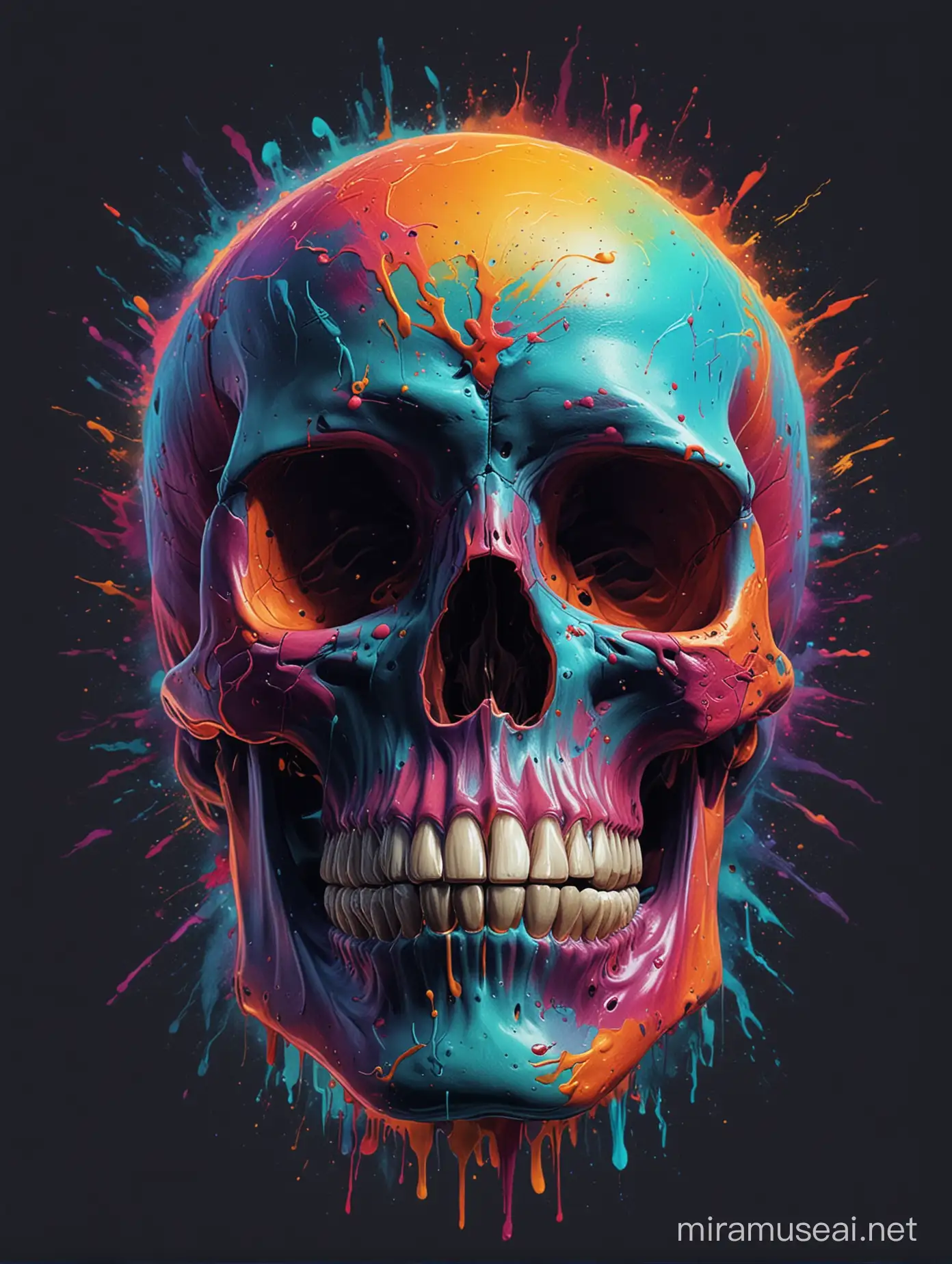 Colorful Skull Artwork Vibrant Dia de los Muertos Inspired Illustration