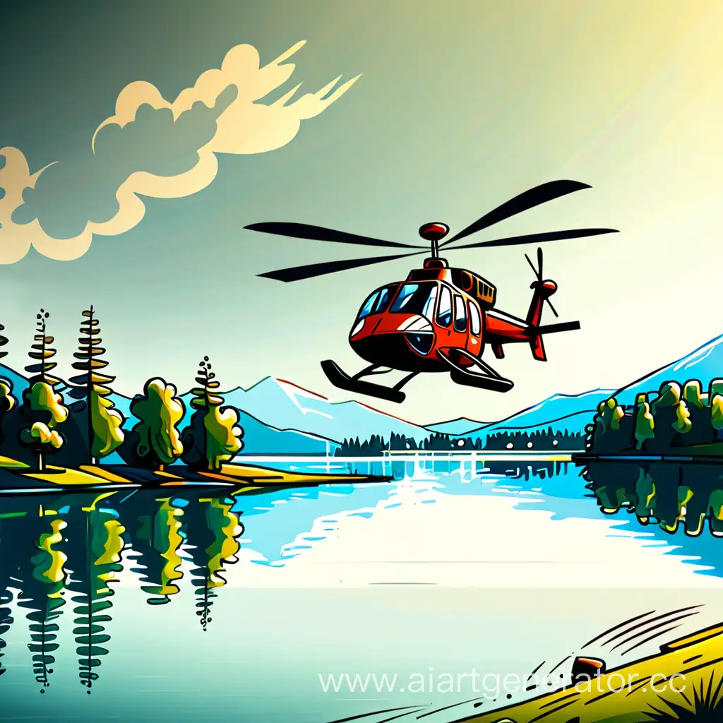 Scenic-Helicopter-Flight-Over-Tranquil-Lake