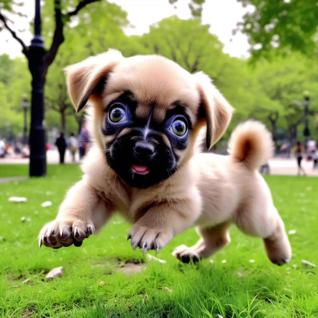 Cute big eyed Hip Hop puppies playing in the park