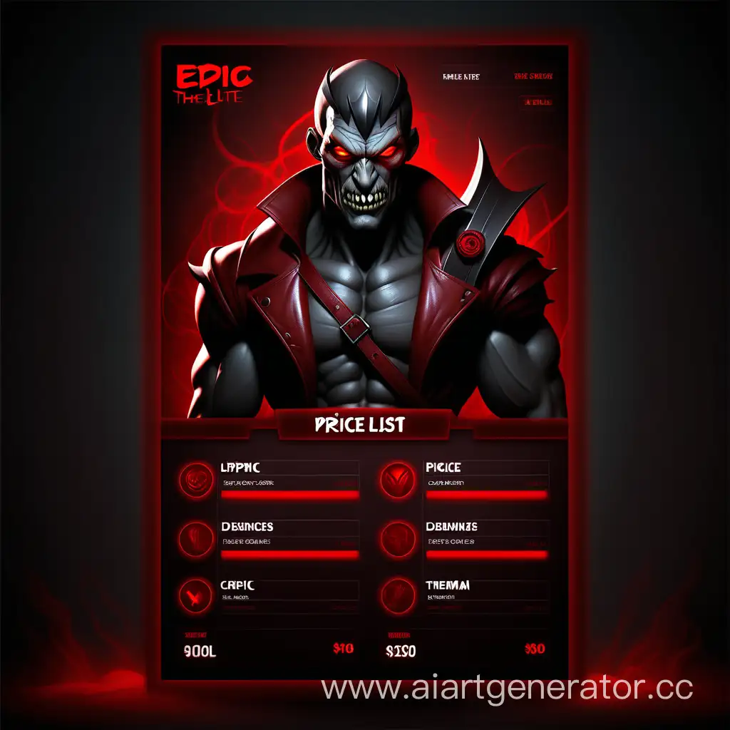 make me a price list. Dark, epic, red lite thema  Dark, epic, red lite thema