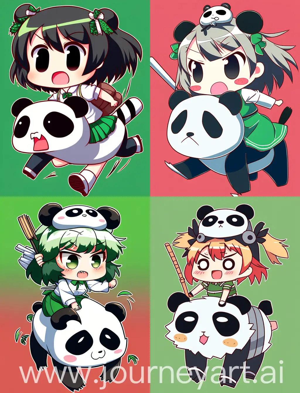 Fiery-Chibi-Anime-Girl-Riding-Panda-Vibrant-Cartoon-Illustration