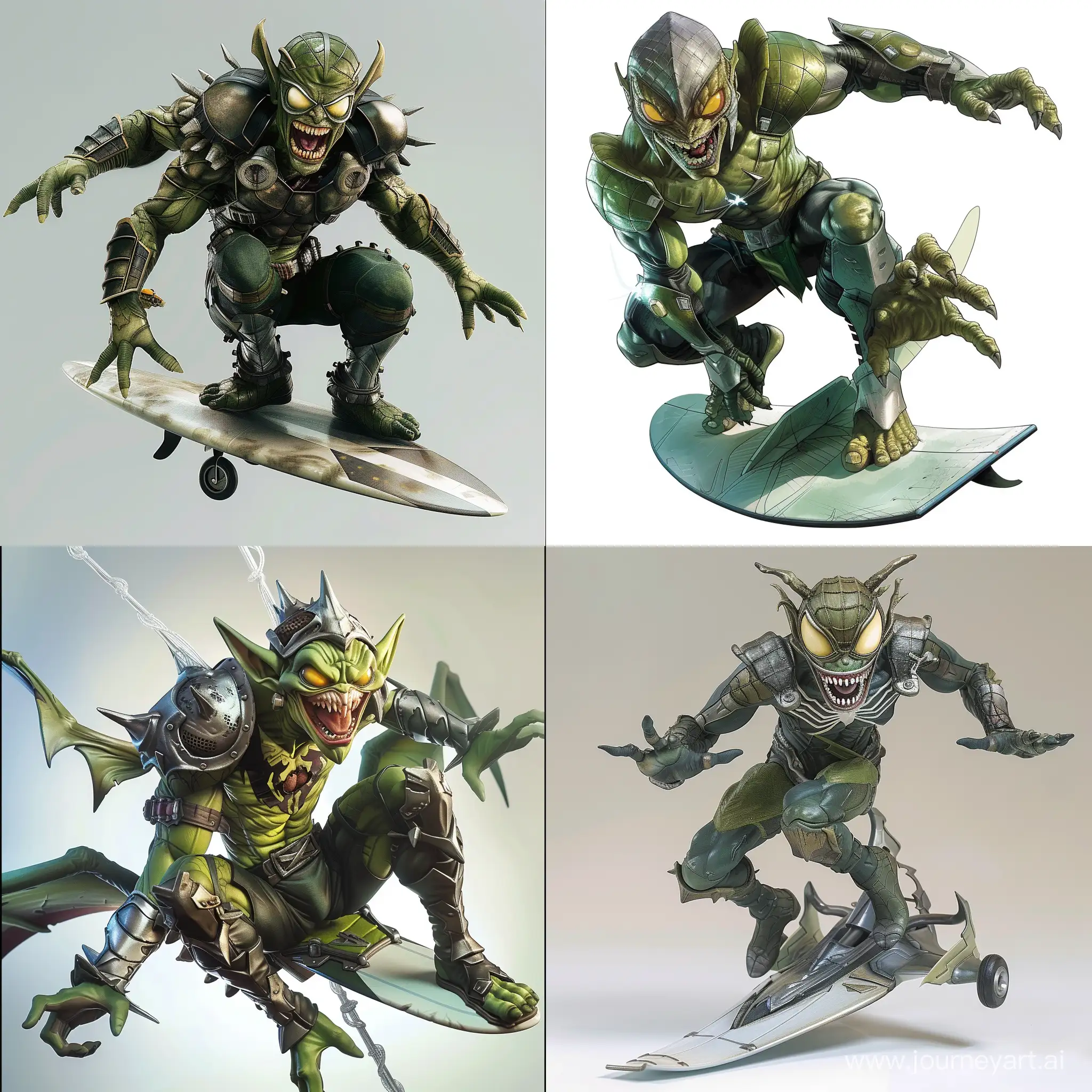 Sinister-Green-Goblin-Riding-Glider-Marvel-Villain-in-Dark-and-Light-Green-Armor