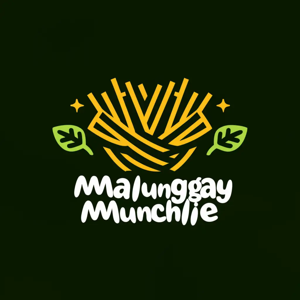 a logo design,with the text "Malunggay Munchie", main symbol:fries and malunggay leaves,Minimalistic,be used in Restaurant industry,clear background