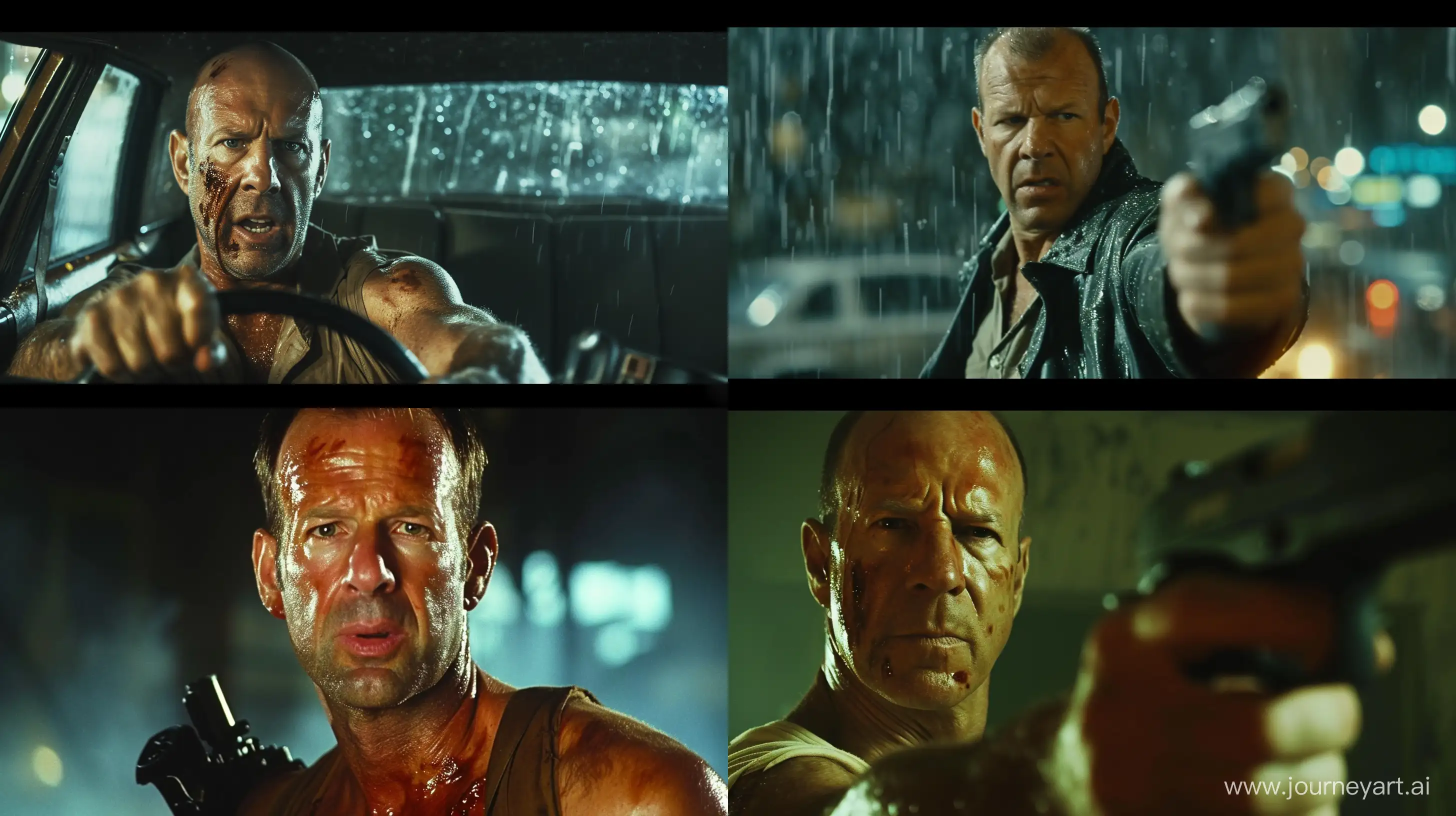 Die Hard movie scene, cinematic shot in the style of Leonid Gaydai --ar 16:9 --v 6.0