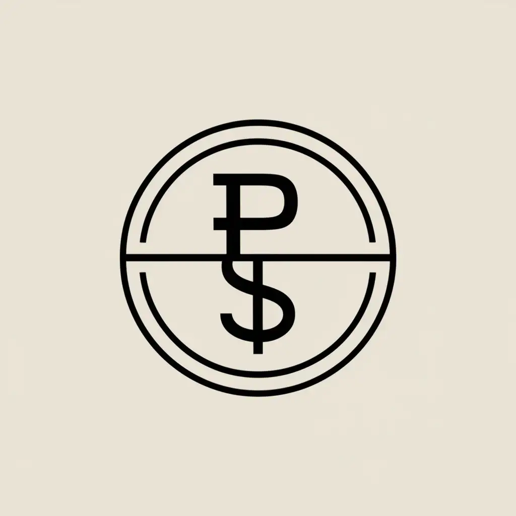 you need to draw a minimalistic logo for a currency exchanger, the logo will look like this, a coin that is divided into halves and the logo of the ruble and dollar currencies sticking out of its halves