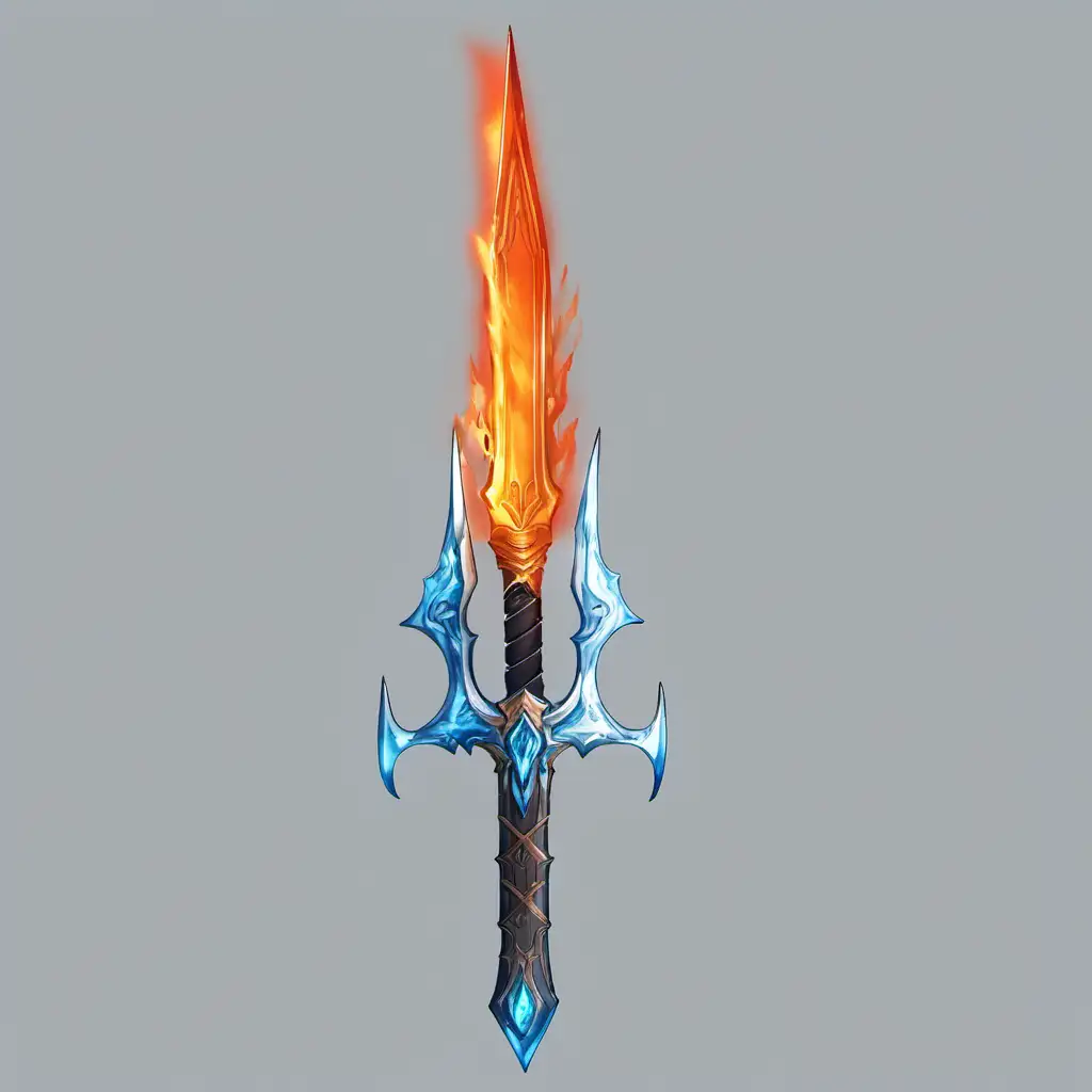 Water/ice/ether sword concept art high fantasy sci-fi cyberpunk ethereal blue flame ice blue water and ice all blue weapon long handle