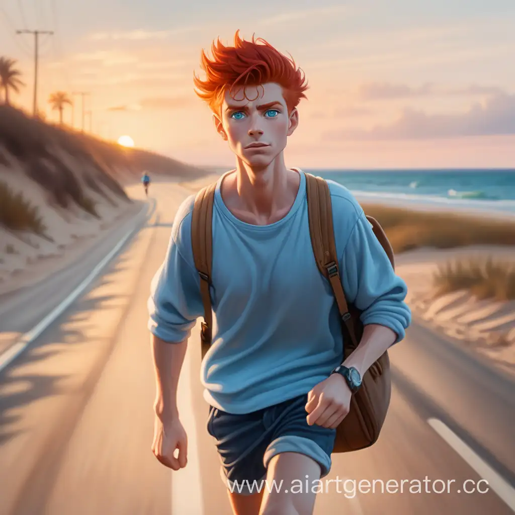Lonely-RedHaired-Runner-in-Gloomy-Sunset-Atmosphere