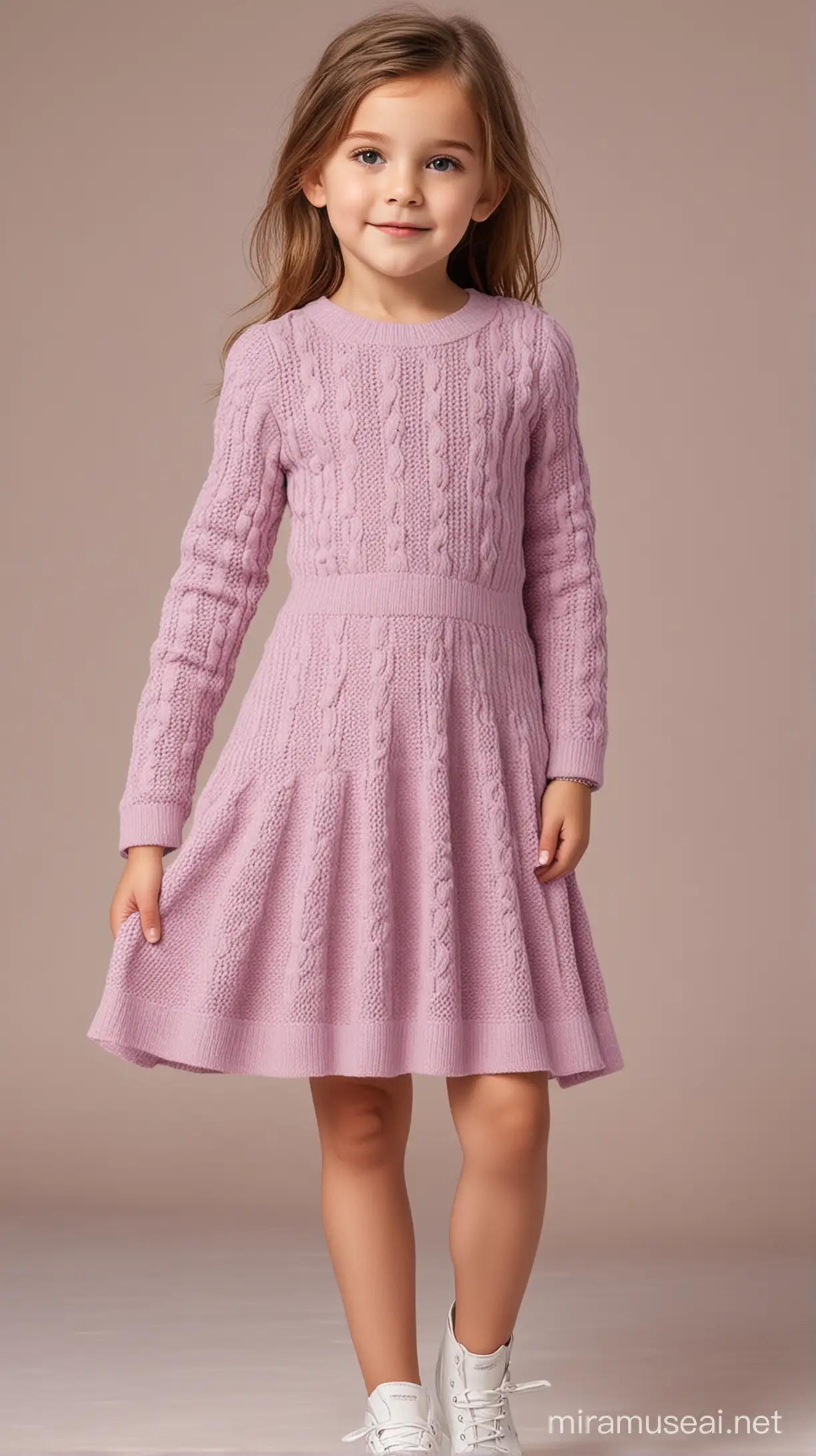 Fashionable LongSleeved Sweater Dress with Sweet and Cool Style in Light Purple