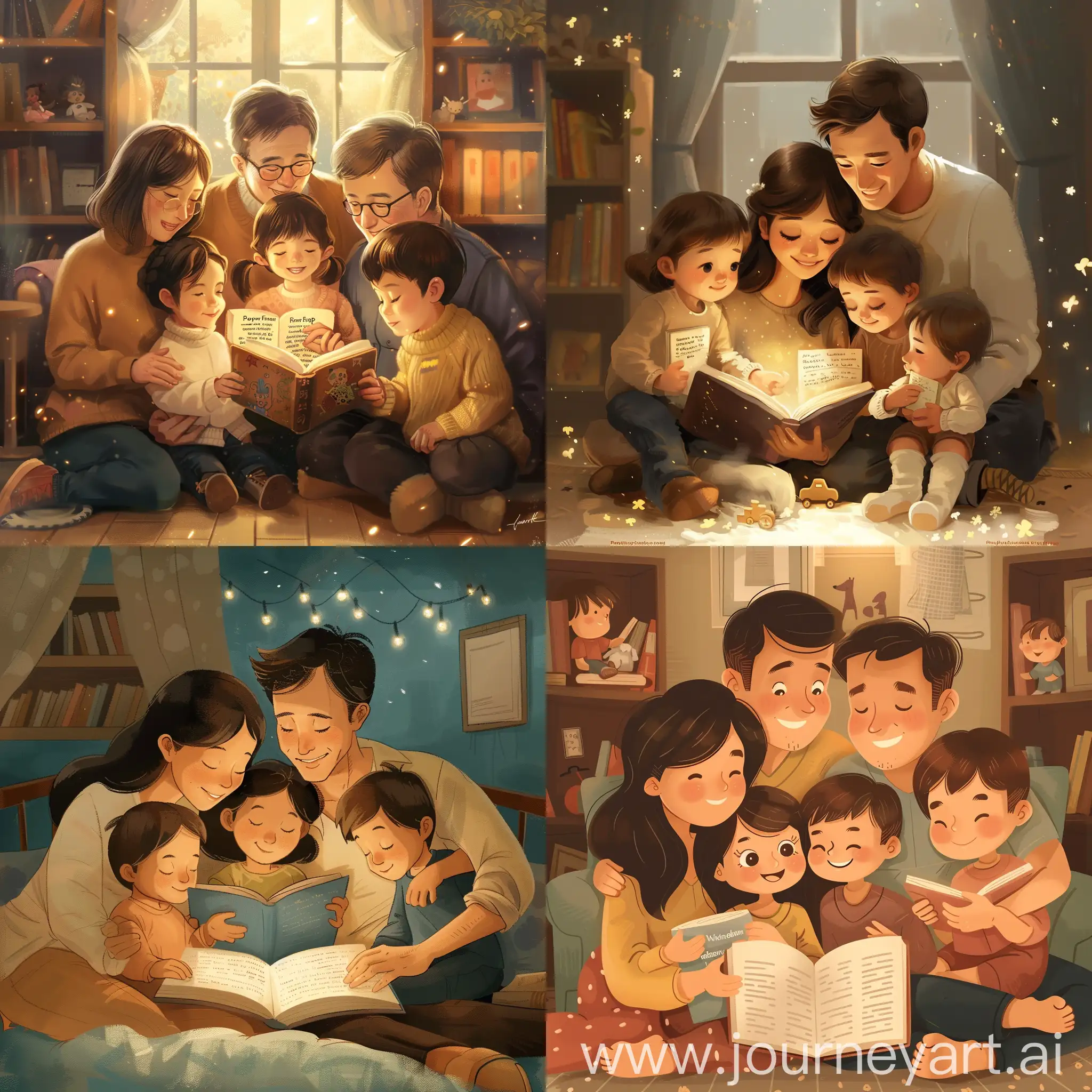 Warm-Family-Reading-Together-in-Cozy-Room-Parental-Companionship-and-Happy-Moments
