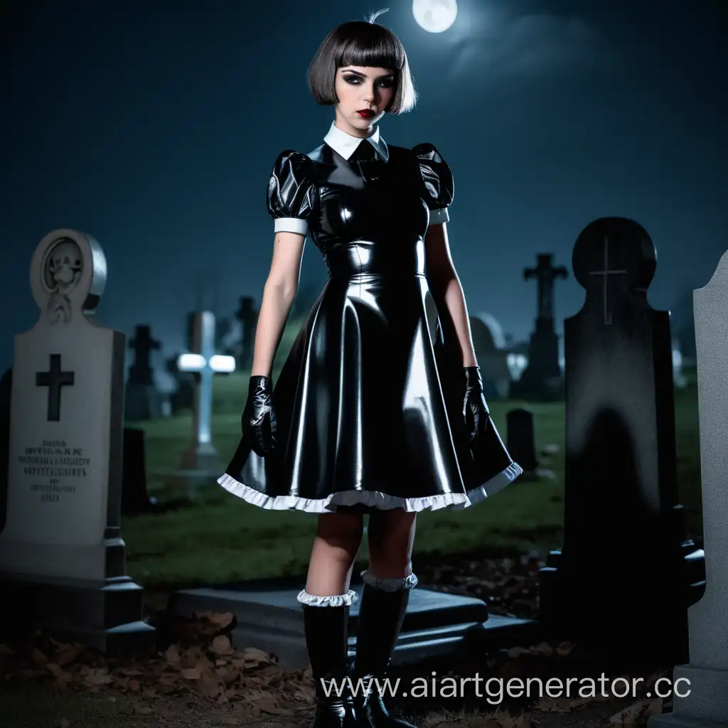 LatexClad-Night-Maid-in-Cemetery