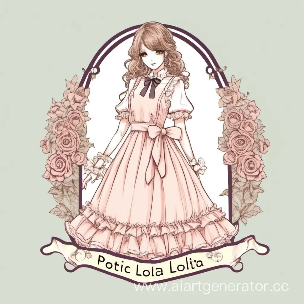Логотип милого магазина одежды женских платьев, элегантный и милый Название: Poetic Lolita Attic SHOP