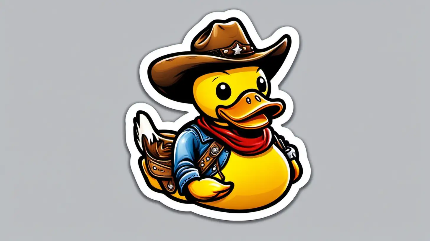 Quirky Cowboy Rubber Duck Sticker WesternThemed Decal for Unique Personalization