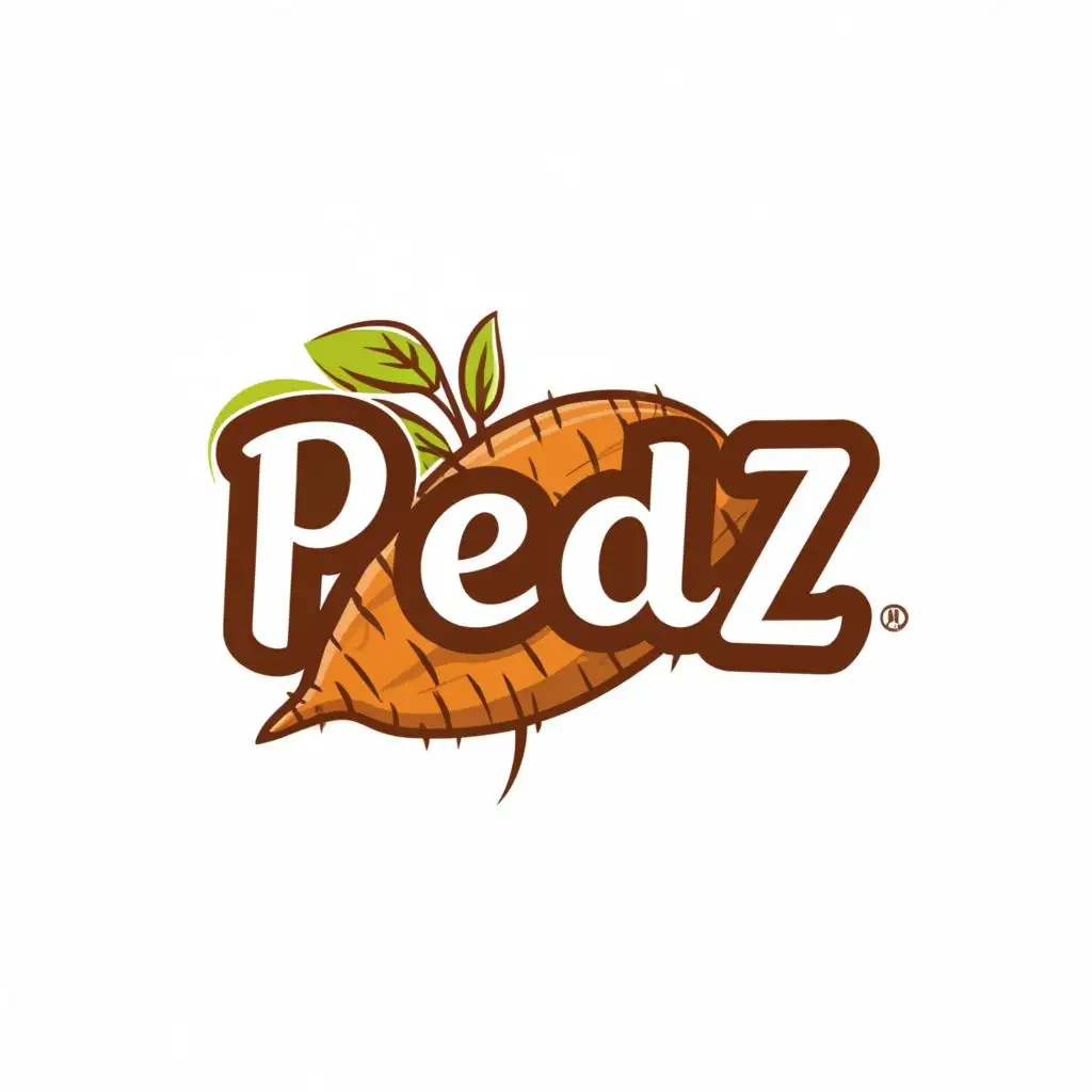 logo, sweet potato, with the text "pedz", typography