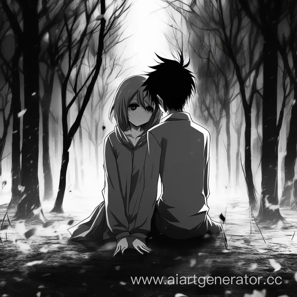 Anime-Love-and-Sadness-in-a-Black-and-White-Despair-Scene