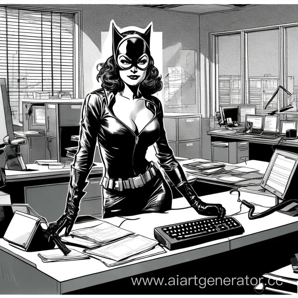 Женщина-кошка из фильма Бэтмен, которая стала партизаном и работает под прикрытием в технической поддержке в офисе, среди разгневанных пользователей